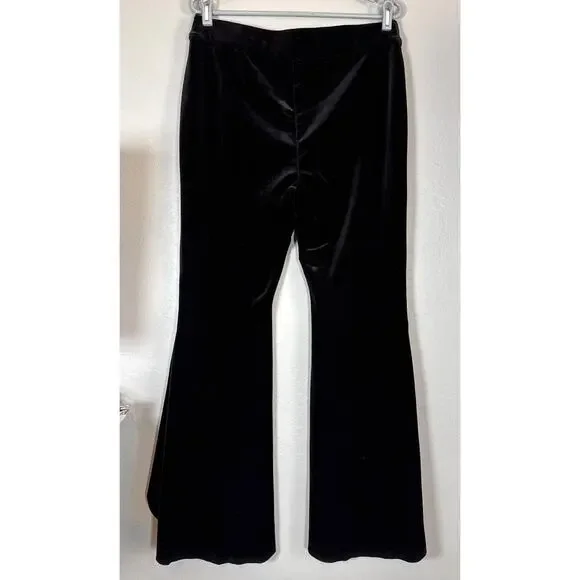 Inc Black Velvet Flared Pants Spilt Hem 90s Whimsigoth Witchy Goth Womens 12 - Picture 4 of 7